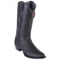 Los Altos Men's Sharkskin Round Toe Cowboy Boots | Black | Free Delivery