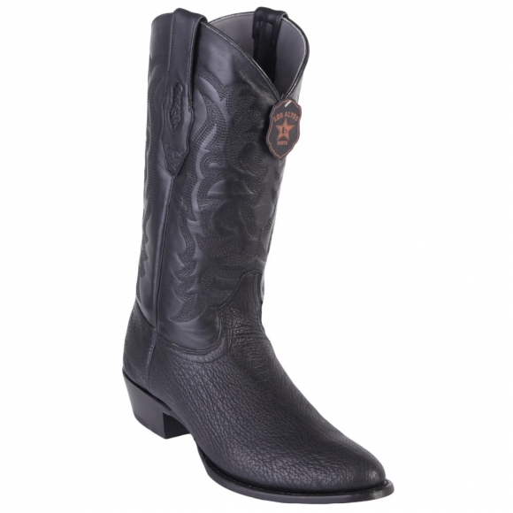 Los Altos Men's Sharkskin Round Toe Cowboy Boots | Black | Free Delivery Los Altos Men's Sharkskin Round Toe Cowboy Boots | Black | Free Delivery