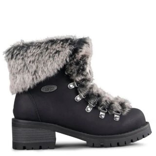 LUGZ NEW ARRIVALS WOMEN'S ADORE FUR OXFORD BOOTS-BLACK