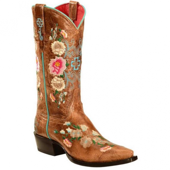 FREE DELIVERY MACIE BEAN WOMEN'S ROSE GARDEN WESTERN BOOTS - SNIP TOE - HONEY
