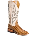 FREE DELIVERY MACIE BEAN WOMEN'S SLICK RIKKI WESTERN BOOTS - BROAD SQUARE TOE - CREAM/BROWN
