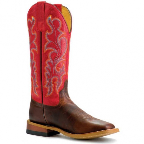 FREE DELIVERY MACIE BEAN WOMEN'S OLD TOWN ROAD WESTERN BOOTS - BROAD SQUARE TOE - RED
