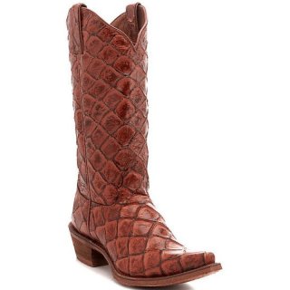 FREE DELIVERY NOCONA WOMEN'S POSH BESSIE COGNAC EXOTIC FISH SCALE PRINT COWGIRL FASHION BOOTS NL7061-Cognac