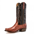 PROMOTION RIOS BOOTS 13" ALMOND AMERICANO FULL QUILL OSTRICH & BLACK CALF R9022