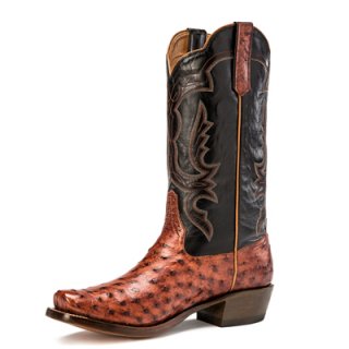 PROMOTION RIOS BOOTS 13" ALMOND AMERICANO FULL QUILL OSTRICH & BLACK CALF R9022