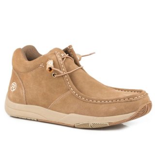 ROPER | MEN'S TAN SUEDE LEATHER CHUKKA WITH TWO EYELETS ELASTIC LACES-TAN | STYLISH OUTLET