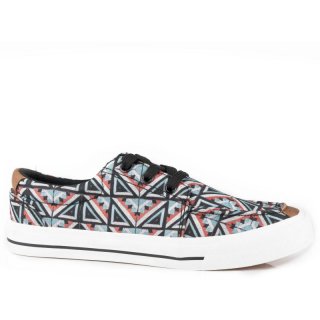ROPER | WOMEN'S BLACK AZTEC CANVAS VULCANIZED LACE UP SHOE-BLACK | STYLISH OUTLET