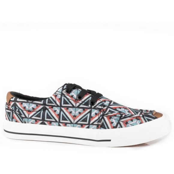 ROPER | WOMEN'S BLACK AZTEC CANVAS VULCANIZED LACE UP SHOE-BLACK | STYLISH OUTLET