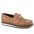 ROPER | WOMEN'S LACE UP MOCCASIN BROWN BURNISHED LEATHER WITH PAINTED HANDTOOLED VAMP DESERT SCENE-BROWN | STYLISH OUTLET