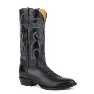 ROPER | MEN'S LEATHER COWBOY BOOT MARBLED BLACK VAMP AND UPPER-BLACK | STYLISH OUTLET