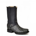 ROPER | MEN'S VINTAGE BLACK EMBOSSED CAIMAN VAMP BIKER TOE WITH HARNESS-BROWN | STYLISH OUTLET