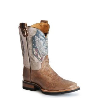 ROPER | MEN'S BROWN VAMP WITH NATURAL SHAFT SQUARE TOE BOOT WITH 2ND AMENDMENT PRINTED ON SHAFT-CONCEALED CARRY SYSTEM-BROWN | STYLISH OUTLET