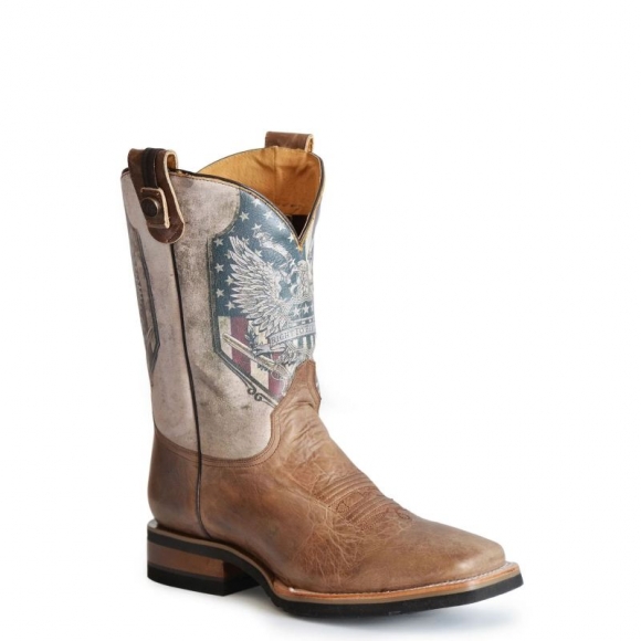 ROPER | MEN'S BROWN VAMP WITH NATURAL SHAFT SQUARE TOE BOOT WITH 2ND AMENDMENT PRINTED ON SHAFT-CONCEALED CARRY SYSTEM-BROWN | STYLISH OUTLET