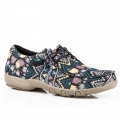 ROPER | WOMEN'S BLUE AZTEC CANVAS CHUKKA WITH TWO EYELETS ELASTIC LACES-BLUE | STYLISH OUTLET