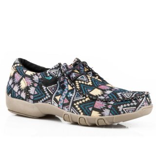 ROPER | WOMEN'S BLUE AZTEC CANVAS CHUKKA WITH TWO EYELETS ELASTIC LACES-BLUE | STYLISH OUTLET