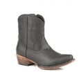 ROPER | WOMEN'S BLACK SMOOTH FAUX LEATHER SHORTY BOOT-BLACK | STYLISH OUTLET
