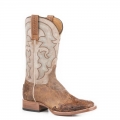 ROPER | WOMEN'S TAN VAMP WITH TOOLED WINGTIP BOOT WITH DISTRESSED WHITE SHAFT-TAN | STYLISH OUTLET