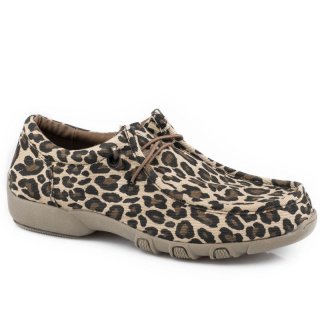 ROPER | WOMEN'S TAN LEOPARD CANVAS CHUKKA WITH TWO EYELETS ELASTIC LACES-TAN | STYLISH OUTLET