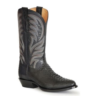 ROPER | MEN'S BLACK BACKCUT PYTHON VAMP R TOE BOOT WITH BLACK SHAFT-BLACK | STYLISH OUTLET