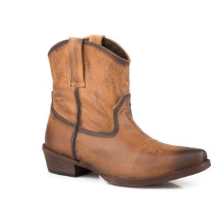 ROPER | WOMEN'S TAN BURNISHED LEATHER SHORTY-TAN | STYLISH OUTLET