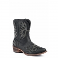 ROPER | WOMEN'S FASHION SHORTY BOOT BLACK FAUX LEATHER AND EAGLE OVERLAY-BLACK | STYLISH OUTLET