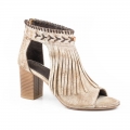 ROPER | WOMEN'S VINTAGE BEIGE SUEDE WITH FRINGE FASHION OPEN TOE SANDAL-TAN | STYLISH OUTLET