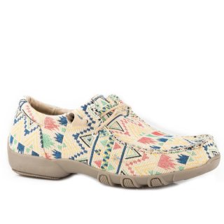 ROPER | WOMEN'S BEIGE AZTEC CANVAS CHUKKA WITH ELASTIC LACES-TAN | STYLISH OUTLET