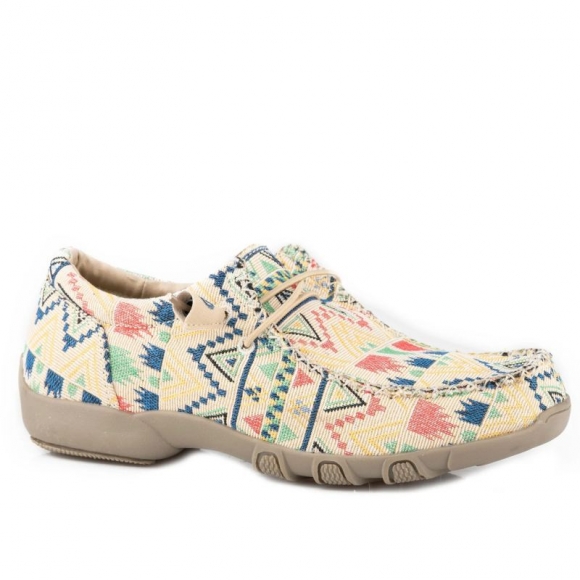 ROPER | WOMEN'S BEIGE AZTEC CANVAS CHUKKA WITH ELASTIC LACES-TAN | STYLISH OUTLET
