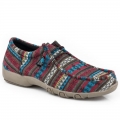 ROPER | WOMEN'S BLUE AZTEC CANVAS CHUKKA WITH TWO EYELETS ELASTIC LACES-BLUE | STYLISH OUTLET