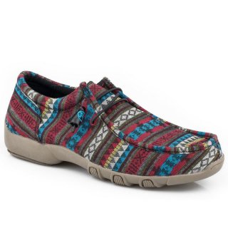 ROPER | WOMEN'S BLUE AZTEC CANVAS CHUKKA WITH TWO EYELETS ELASTIC LACES-BLUE | STYLISH OUTLET