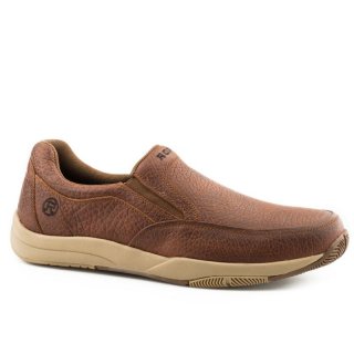 ROPER | MEN'S SWIFTER SOLE SLIP ON TAN TUMBLED LEATHER-TAN | STYLISH OUTLET