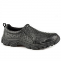 ROPER | MEN'S PERFORMANCE SLIP ON BLACK FAUX LEATHER EMBOSSED OSTRICH-BLACK | STYLISH OUTLET