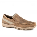 ROPER | MEN'S DRIVING MOC SLIP ON TWIN GORE BOAT SHOE BROWN VINTAGE LEATHER-BROWN | STYLISH OUTLET