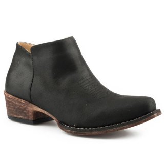 ROPER | WOMEN'S FASHION ANKLE BOOT VINTAGE BLACK FAUX LEATHER VAMP WITH SIDE ZIPPER-BLACK | STYLISH OUTLET