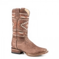 ROPER | WOMEN'S TAN LEATHER VAMP SHAFT BOOT WITH AZTEC EMBROIDERY ON SHAFT-BROWN | STYLISH OUTLET