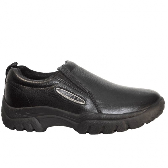 ROPER | MEN'S PERFORMANCE SLIP ON SMOOTH BLACK TUMBLED LEATHER-BLACK | STYLISH OUTLET
