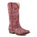 ROPER | WOMEN'S FASHION COWBOY BOOT VINTAGE RASPBERRY FAUX LEATHER WITH WESTERN EMBROIDERY-RED | STYLISH OUTLET
