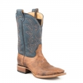 ROPER | MEN'S LEATHER CONCEALED CARRY BOOT BURNISHED TAN VAMP WITH BLUE EMBROIDERED UPPER-TAN | STYLISH OUTLET
