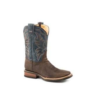 ROPER | MEN'S LEATHER CONCEALED CARRY BOOT WAXY BROWN VAMP WAXY BLUE EMBROIDERED UPPER-BROWN | STYLISH OUTLET