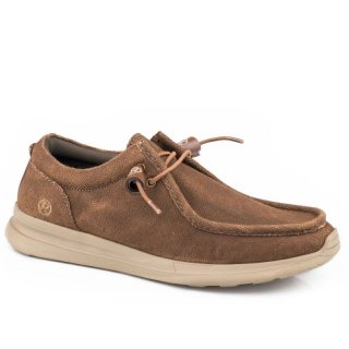 ROPER | MEN'S COGNAC CANVAS CHUKKA WITH TWO EYELETS ELASTIC LACES-BROWN | STYLISH OUTLET