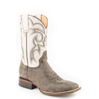 ROPER | MEN'S LEATHER COWBOY BOOT VINTAGE BROWN VAMP WITH VINTAGE WHITE UPPER-BROWN | STYLISH OUTLET