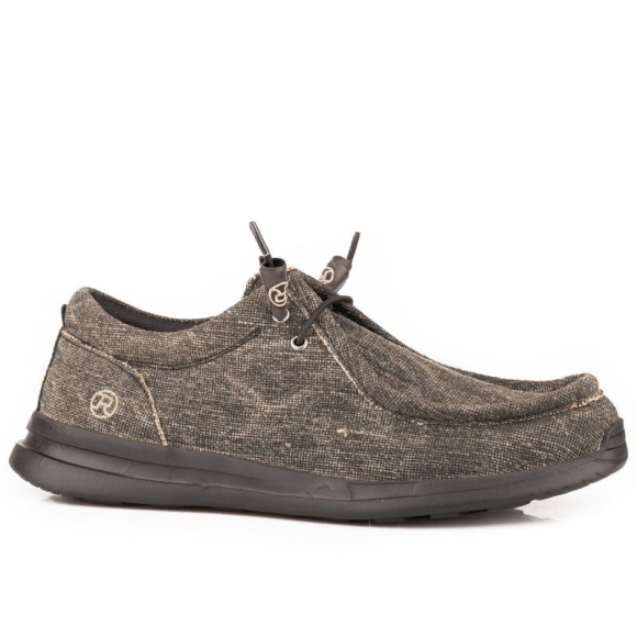 ROPER | MEN'S BLACK CANVAS CHUKKA WITH TWO EYELETS ELASTIC LACES-BLACK | STYLISH OUTLET