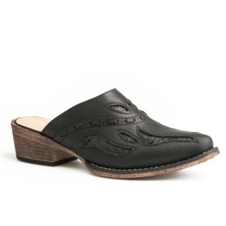 ROPER | WOMEN'S SNIP TOE BLACK OPEN BACK MULE-BLACK | STYLISH OUTLET
