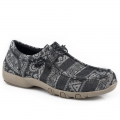 ROPER | WOMEN'S BLACK AZTEC CANVAS CHUKKA WITH TWO EYELETS ELASTIC LACES-BLACK | STYLISH OUTLET