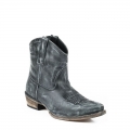 ROPER | WOMEN'S LEATHER ANKLE BOOT SANDED BLACK-BLACK | STYLISH OUTLET
