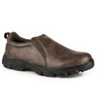 ROPER | MEN'S PERFORMANCE SLIP ON BROWN TUMBLED FAUX LEATHER-BROWN | STYLISH OUTLET