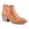 ROPER | WOMEN'S ROUND TOE TAN BURNISHED LEATHER SHORTY-TAN | STYLISH OUTLET