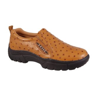 ROPER | MEN'S PERFORMANCE SLIP ON TAN LEATHER EMBOSSED OSTRICH-TAN | STYLISH OUTLET