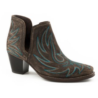 ROPER | WOMEN'S BROWN BURNISHED LEATHER ANKLE BOOT-BROWN | STYLISH OUTLET
