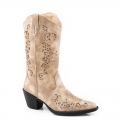 ROPER | WOMEN'S BROWN FAUX LEATHER METALLIC UNDERLAY FASHION BOOT-TAN | STYLISH OUTLET